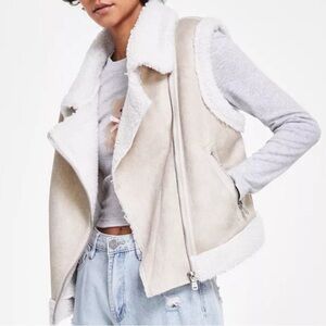 MADDEN GIRL Faux-Shearling Moto Vest Size XS NWT